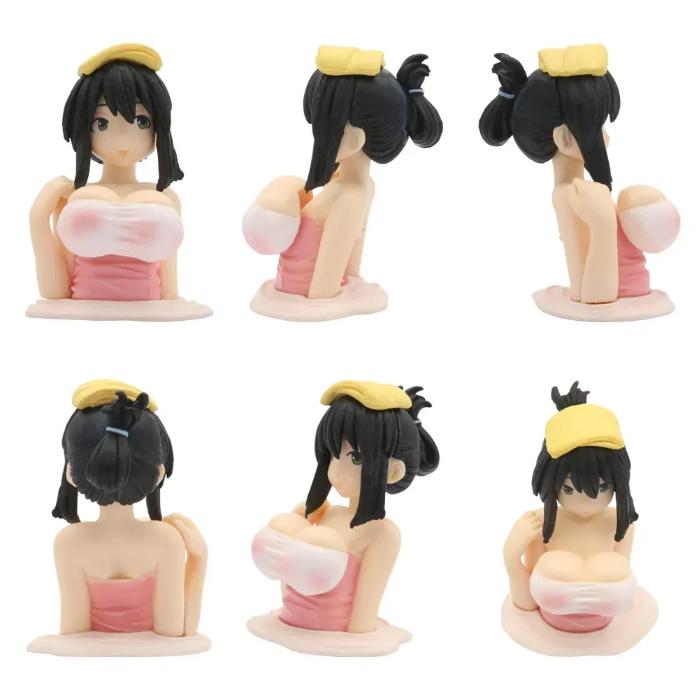 Carino Kanako che scuote il petto Ragazze Ornamenti per auto Cartone animato Kawaii Anime Statua Cruscotto per auto Bambola sexy Figurine