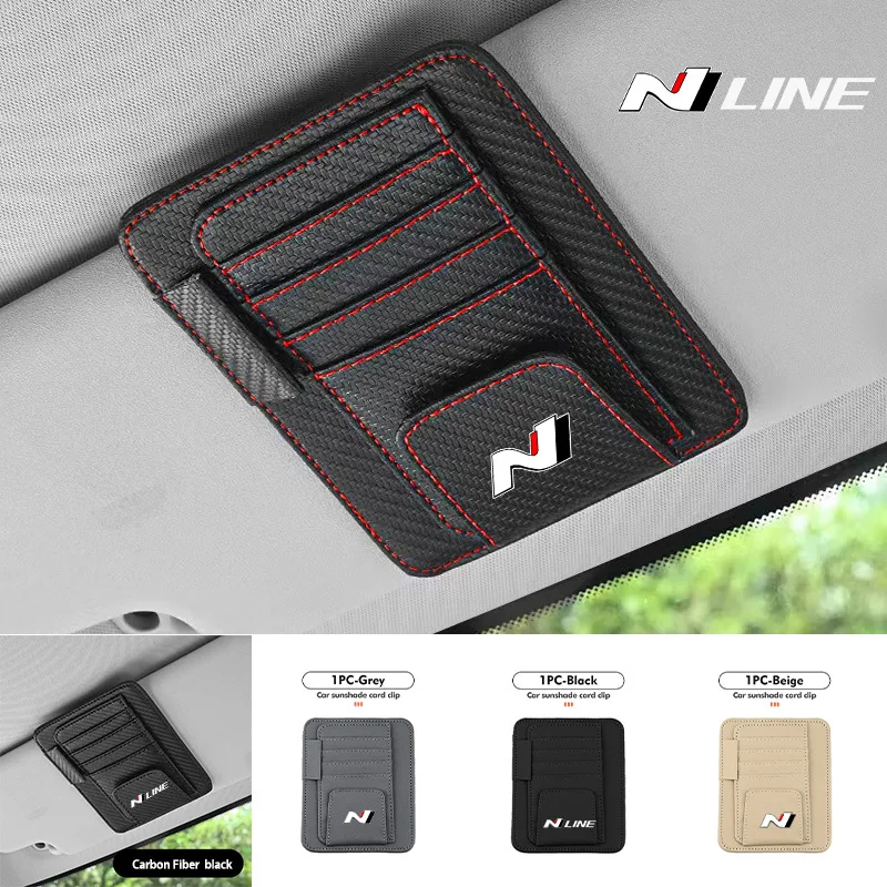 Car Sun Visor Storage Bag Car Glasses Clip Interior Supplie For Hyundai N LINE i30 i20 Sonata Accent Tucson Elantra IX35