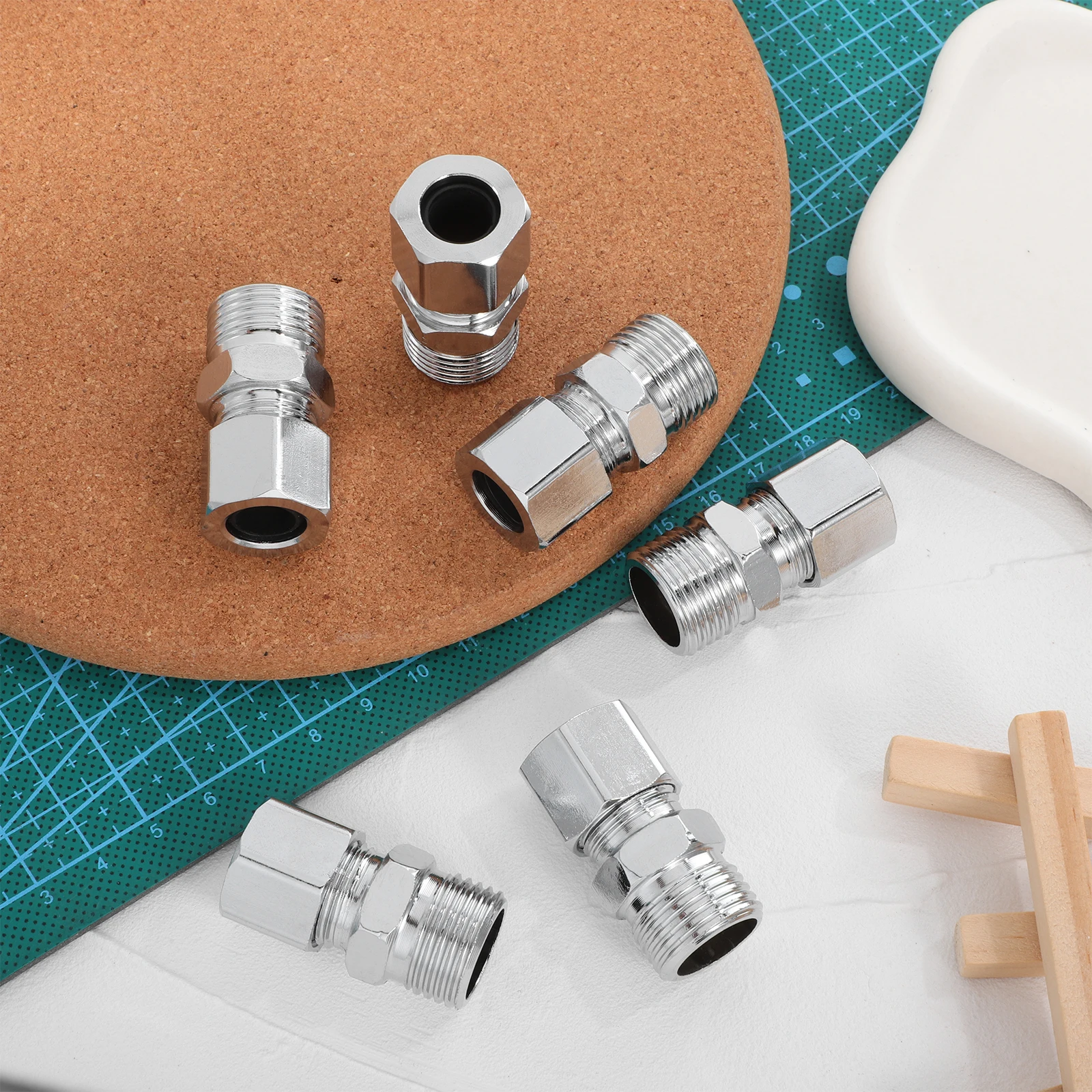 

6 Pcs Stainless Shower Hose Threaded Fittings Steel Water Pipe Interface Shower Hose Threaded Quick Coupling Connectors