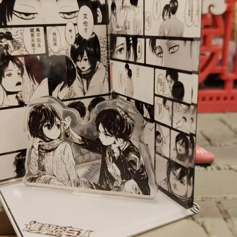 Shingeki No Kyojin Attack on Titan Eren Mikasa Manga Double Layer Acrylic Stand Anime Desktop Standee Table Decor Fans Gift