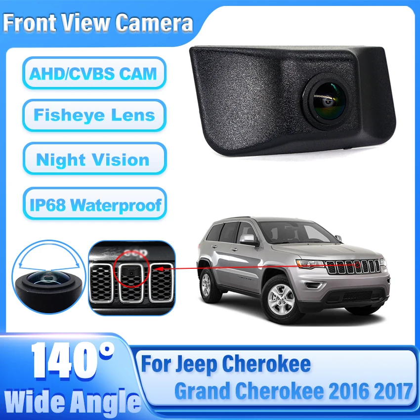 AHD 1080P Car Front Grille Camera Waterproof Wide Angle Nigh Vision Front Camera For Jeep Cherokee Grand Cherokee 2016 2017
