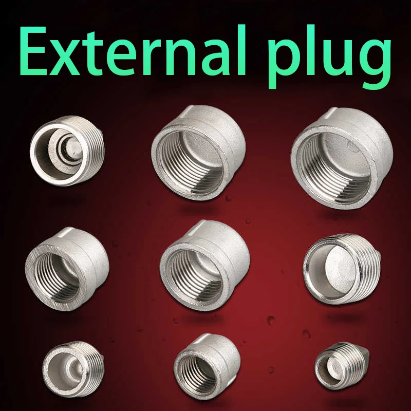 1/8" 1/4" 3/8" 1/2" 3/4" 1" -1-1/2" BSP NPT Male Countersunk Flange Hex Square End Plug Cap 304 Stainless Steel Pipe Fitting