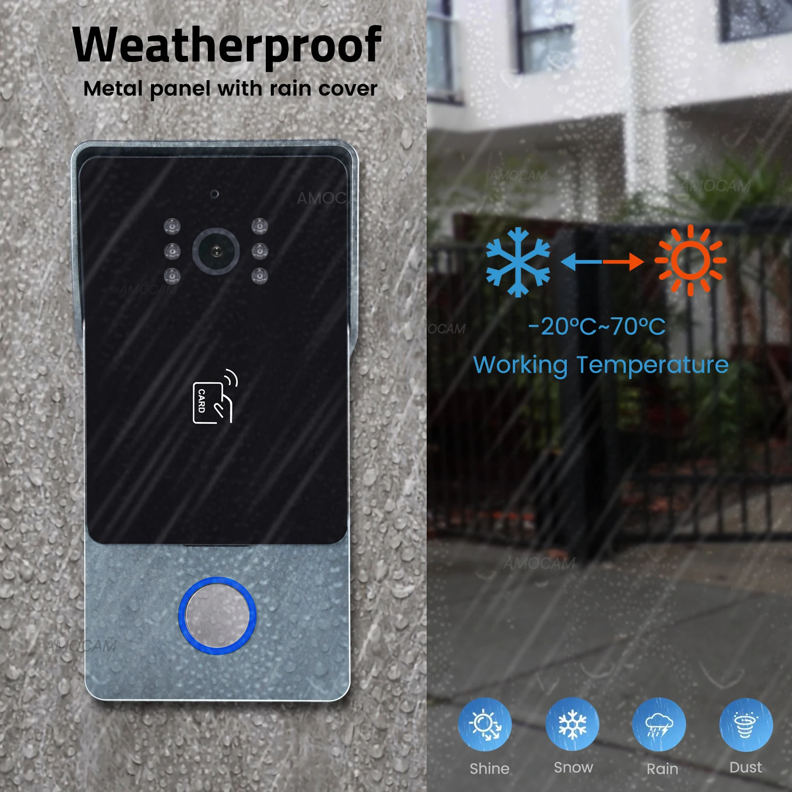 نظام اتصال داخلي عبر الفيديو بسلكين، جرس باب يتضمن شاشة عرض فيديو 1080 بكسل، شاشة WIFI لاسلكية مع بطاقة 32 جيجا، كاميرا هاتف الباب، بطاقة IC، فتح Tuya