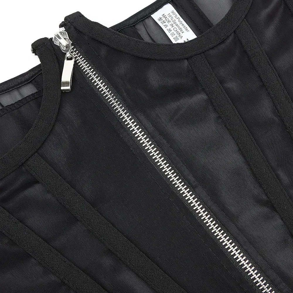 Ladies Transparent Mesh Corset Waist Training Bustier With Zipper Sexy Shaper Night Club Sweet Cropped Top