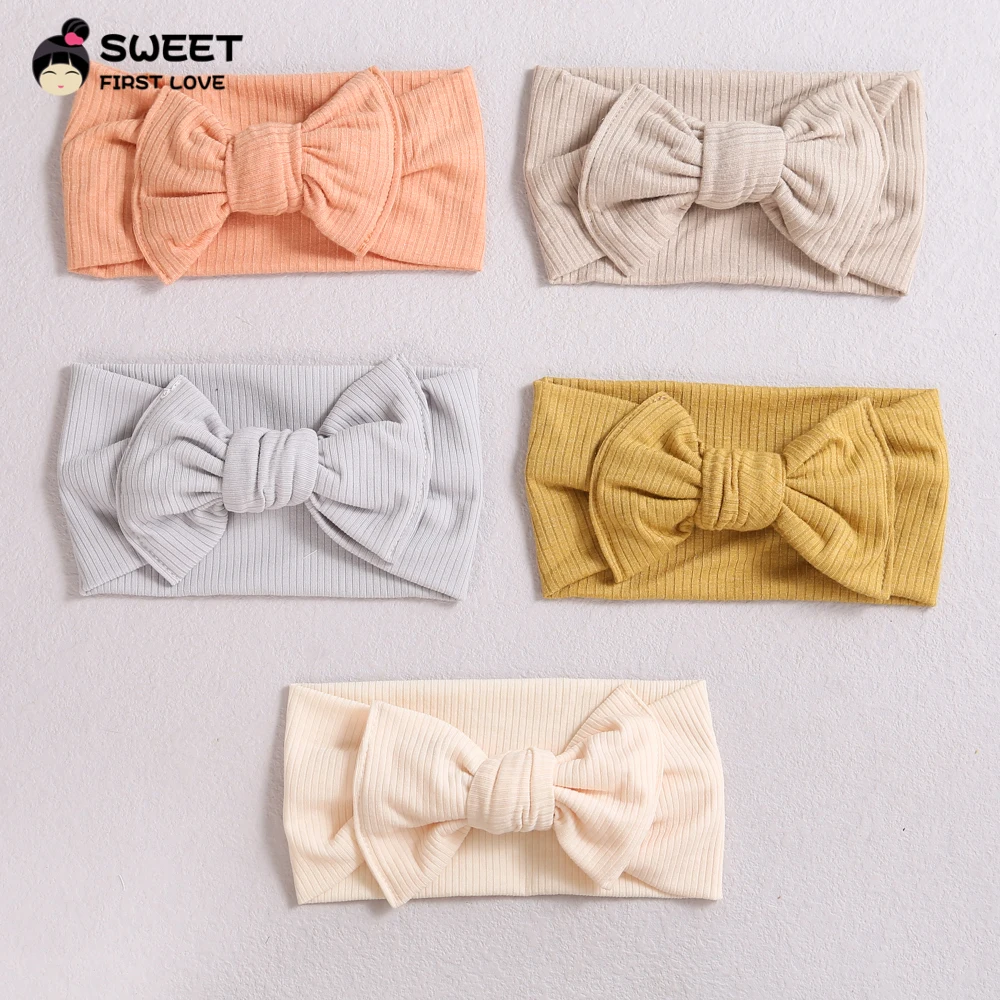 Soft Knit Bowknot Newborn Baby Headband for Girls Big Bow Elastic Head bands Children Headwraps Toddler Infant Hair Accessories