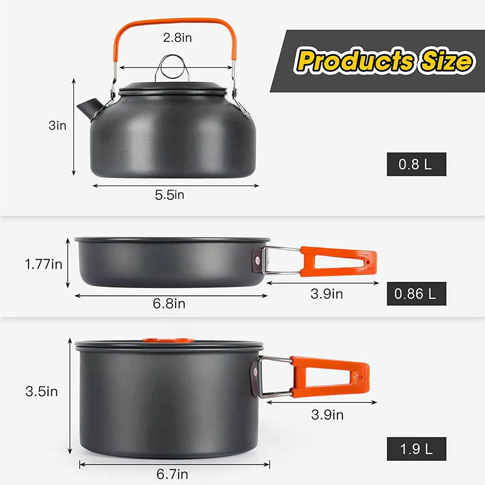 Imagem -04 - Lightpeso Aluminum Cooking Conjunto para Outdoor Camping Equipment Cookware Kit Traveling Trekking Caminhadas Suprimentos