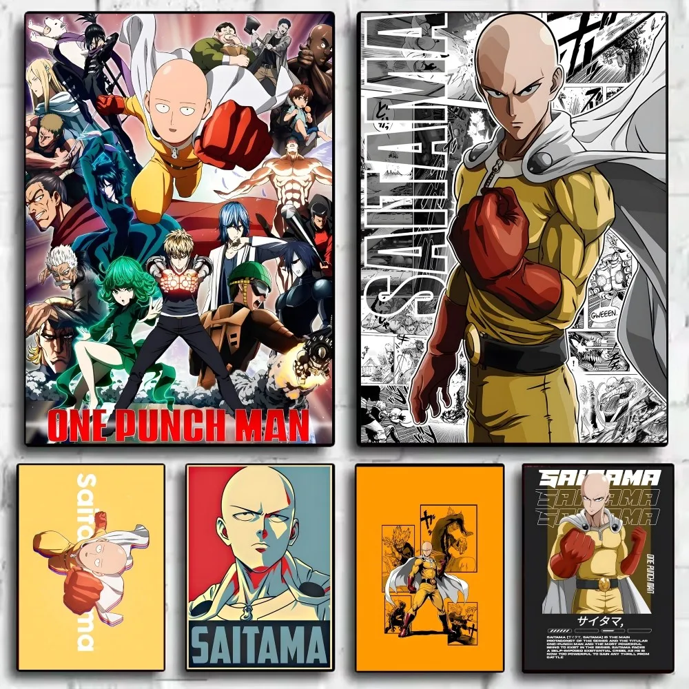 One Punch Man Saitama Anime Poster HD art sticky wall waterproof home living room bedroom bar aesthetic decoration