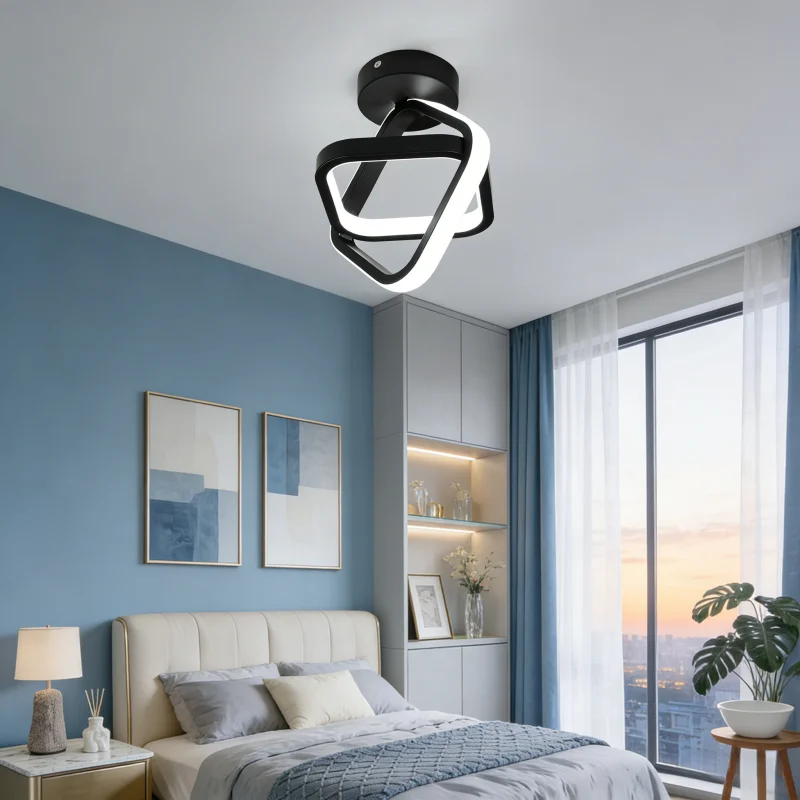Modern LED Ceiling Light 2 Rings Creative Design Ceiling Lamp Indoor Lighting Fixtures Bedroom Hallway Balcony Aisle Office