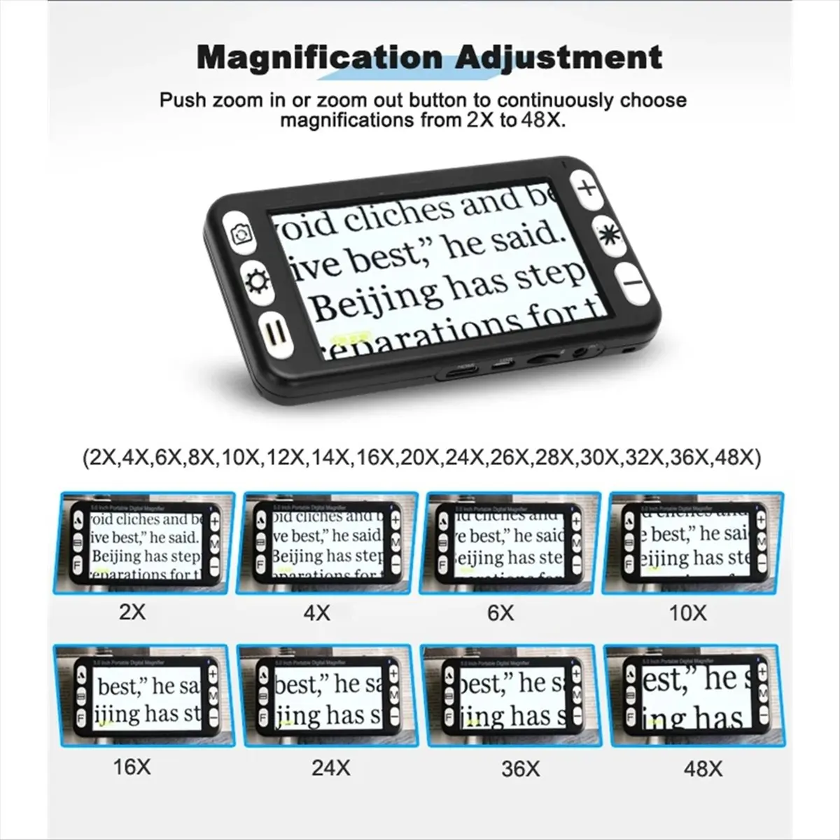 DT77 5In LCD Display Portable Magnifie Low Vision Video Magnifier Electronic Reading Aid,Digital Handheld Video Magnifier US