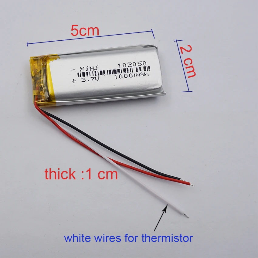 بطارية ليثيوم بوليمر 3.7 فولت 1000 مللي أمبير 3.7 وات في الساعة 3 أسلاك 102050   JST 3Pin 1.0 1.25 1.5 2.54 ملم لمكبر صوت بلوتوث DashCam GPS