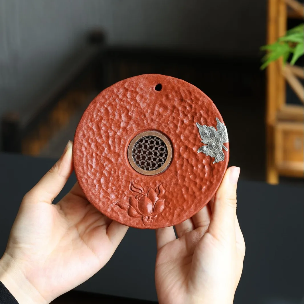 Purple Clay Lotus Maple Leaf Small Household Dry Brewing Round Water-Retaining Tray, Tea Cup Holder, Teapot Stand