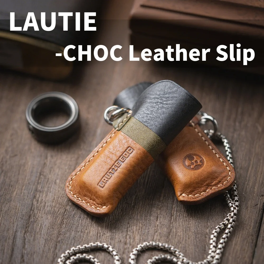 LAUTIE CHOC Leather Slip Fidget Slider Handmade Leather Case EDC Toys Cowhide Protective Case