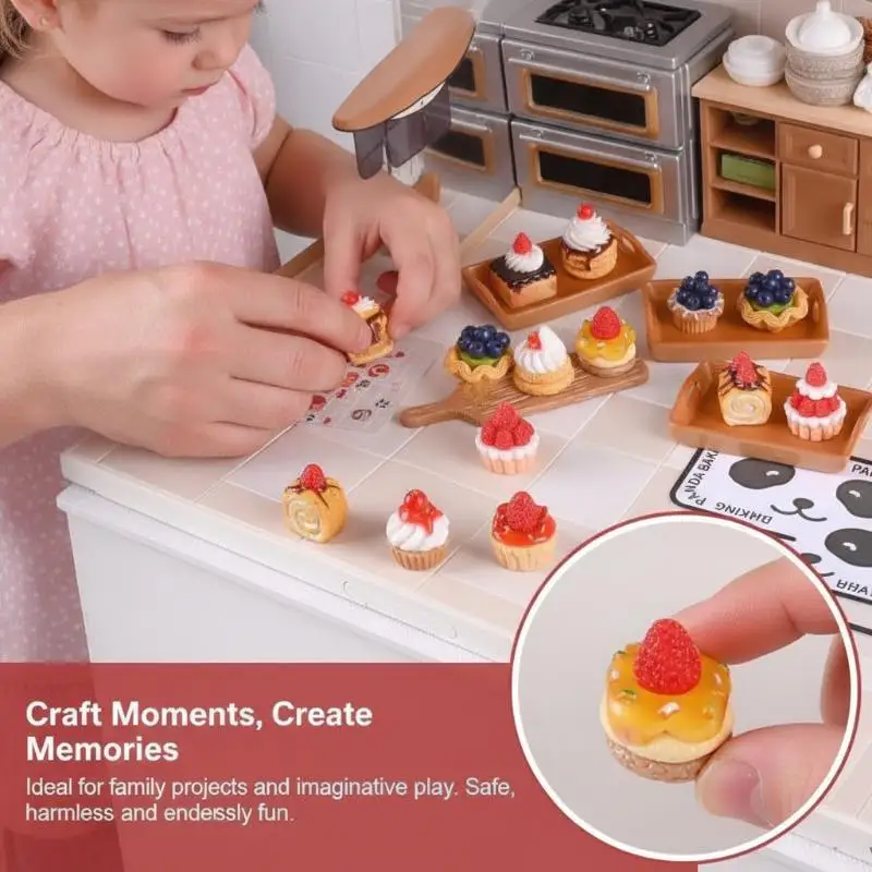 Dollhouse Miniature Food 10Pcs 1/12 Scale Realistic Dessert Fruit Cake for Kids Pretend Play Kitchen Decor 1/12 Scale Dollhouse