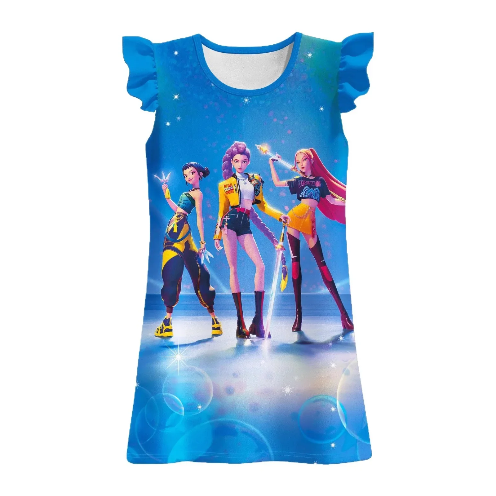 فستان K-Pop Cosplay للأطفال شيطان الصيادين صيفي قصير الأكمام للفتيات الصغيرات فساتين غير رسمية للأطفال قمصان نوم كرتونية ملابس نوم #5