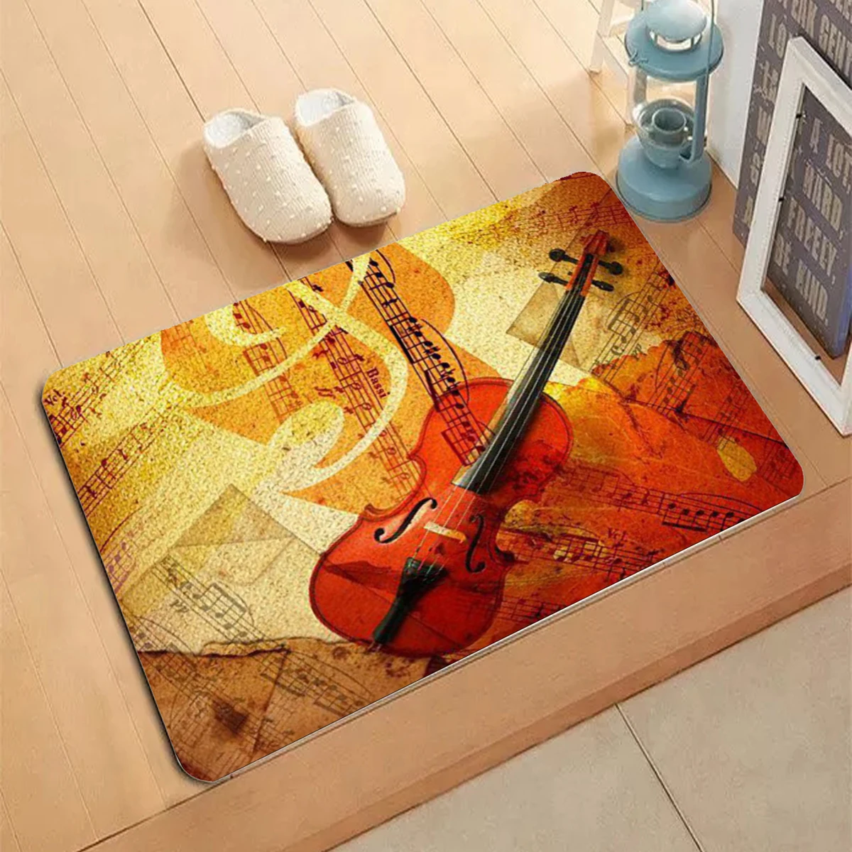 Violin Note Music Patten Carpet Entrance Doormat Non-slip Living Room Kitchen Bedroom Decor Rug Floor Mats Modern Style