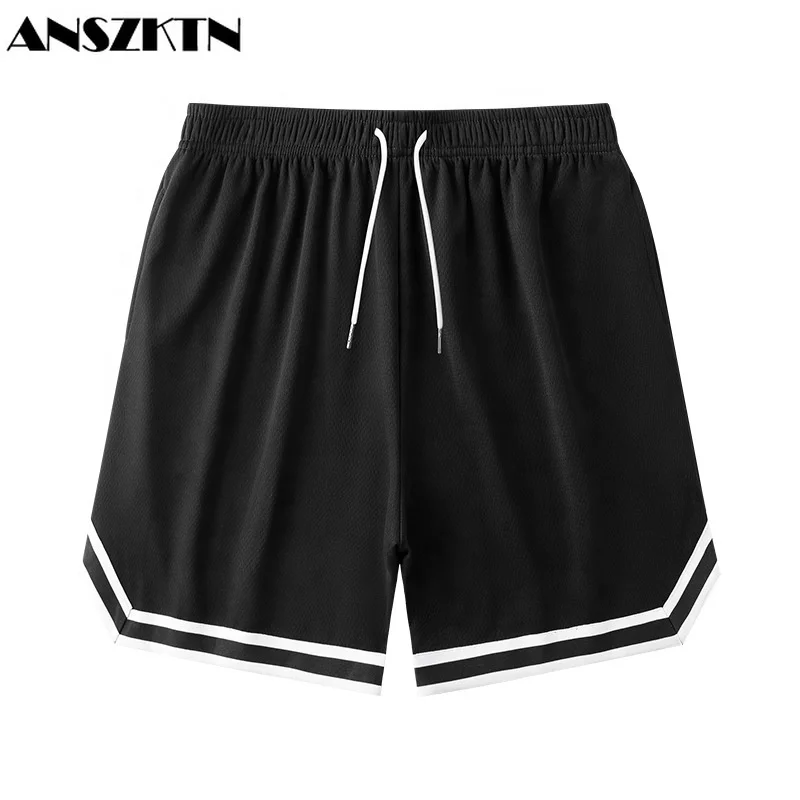 ANSZKTN Men Summer Lose cheap custom sublimation logo Ice silk mesh most comfortable basketball gym sports fitness shorts