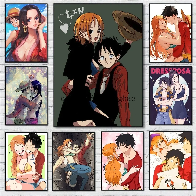 

ONE PIECE Poster Canvas Painting Monkey D. Luffy Couple Pictures Home Decoration Anime Wall Art Home Decor Picture Kids Gifts