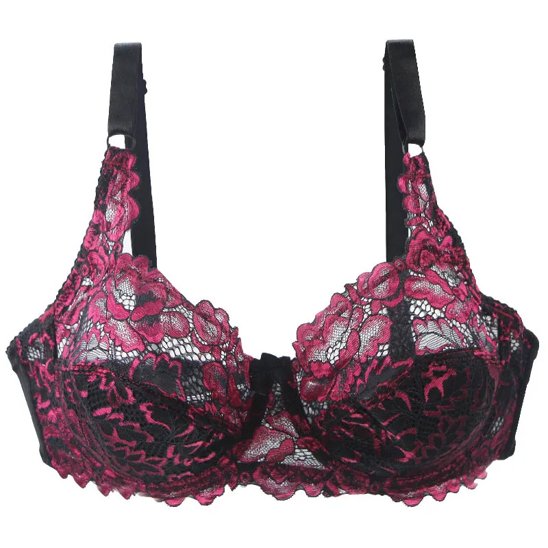 2023 New Women Bra Bralette Ultra-Thin Thick Purple Red Pink White Golden Push Up Underwear Sexy Lace Plus Size Lingerie