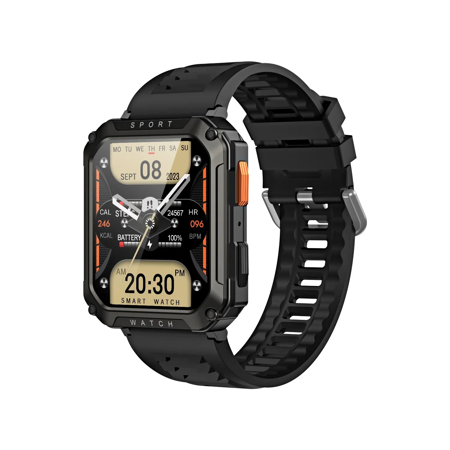 Fobase t8 pro 2,01 zoll herren outdoor robuste militär bt nennen smart watch sport fitness tracker herz monitor für android ios