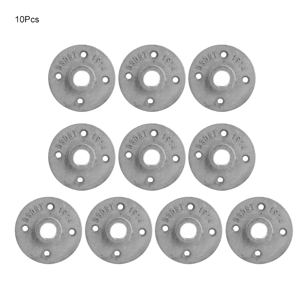 10PCS DN15 1/2in 4-Holes Flange Base Floor Flange Aluminum Alloy Threaded Shelf Fixing Base Pipe Fittings