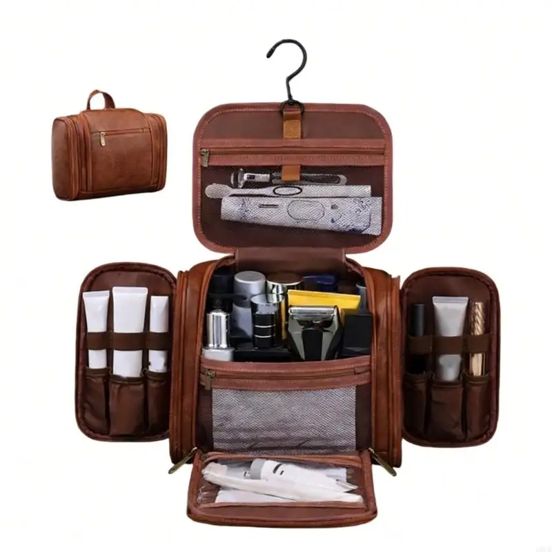 Hanging Shower Caddy For Traveler Water Resistant PU Cosmetic Organizers Compact Storage Solution