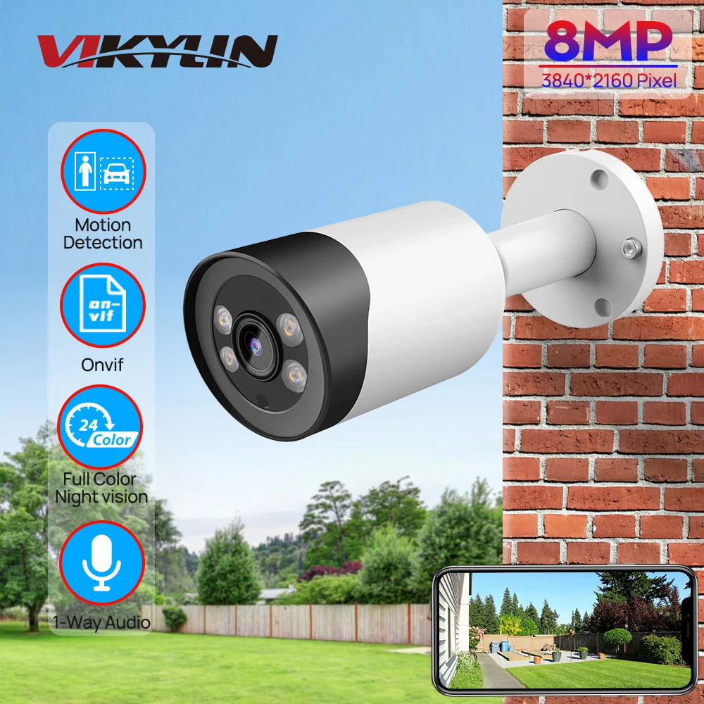 

Viklin Hikvision совместимая 5/8MP пуля полноцветная IP-камера микрофон аудио захват наружное видеонаблюдение обнаружение человеческого автомобиля