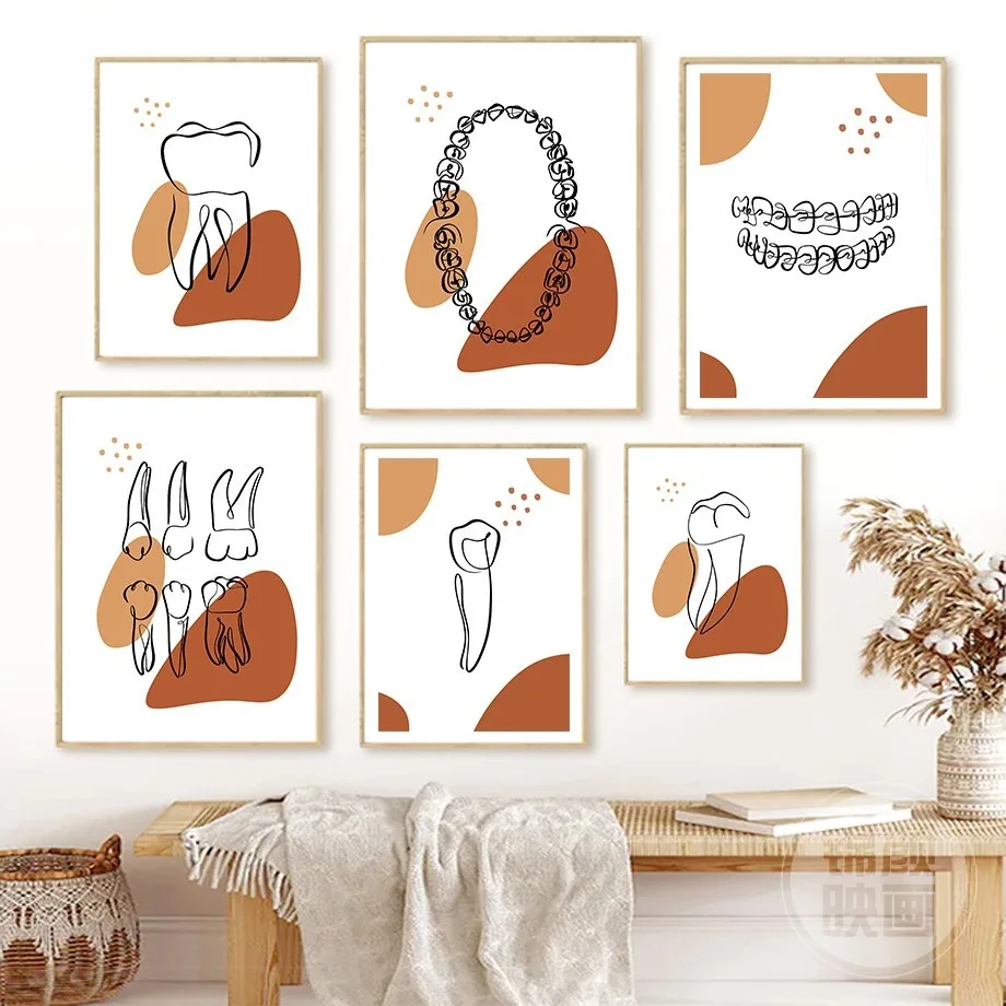 Nordic Abstract Tooth Structure Oral Clinical Posters Pictures Canvas Wall Art Home Decor Paintings for Living Room Decoration