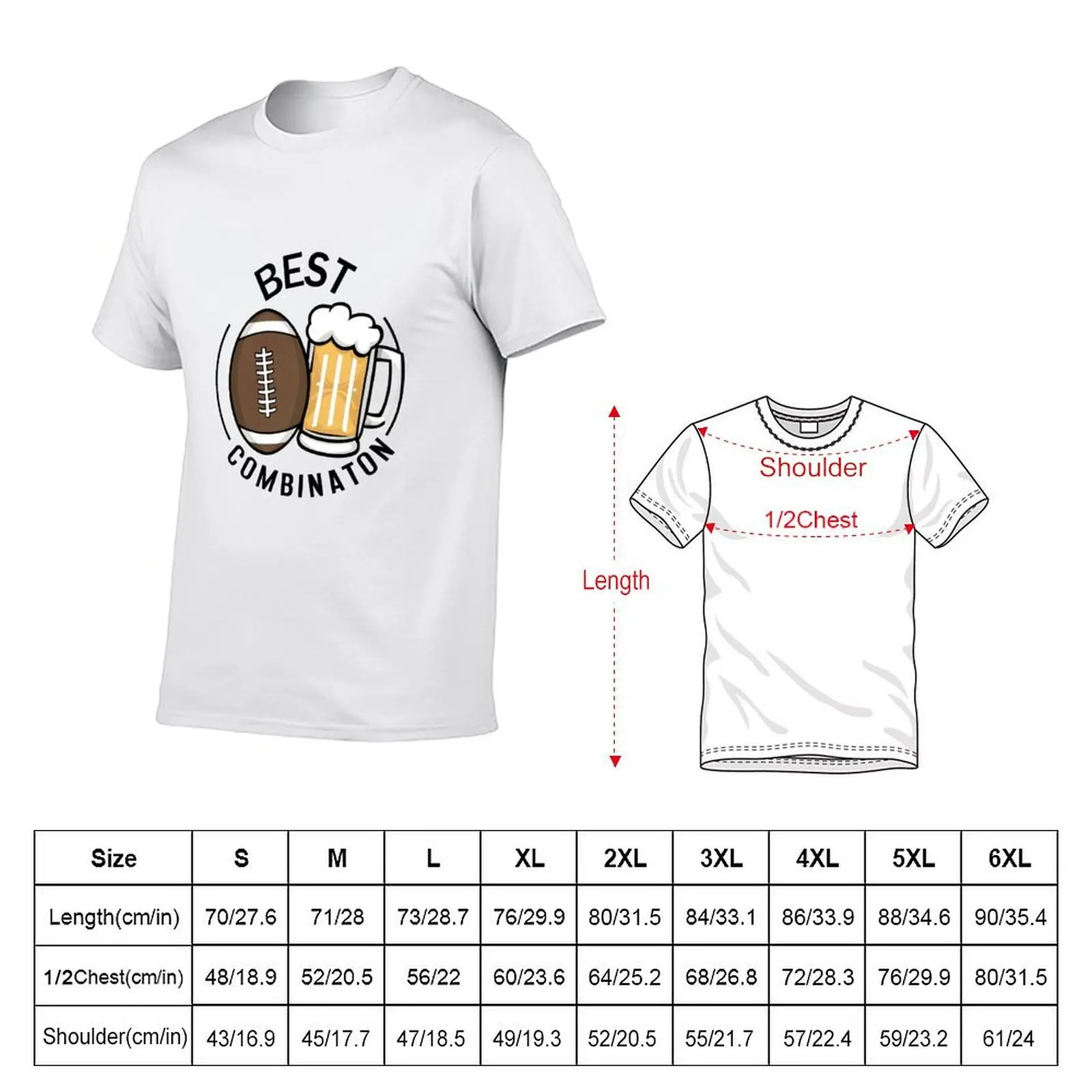 Best Combination beer and Football T-Shirt Large Size Soft Cotton T-Shirt