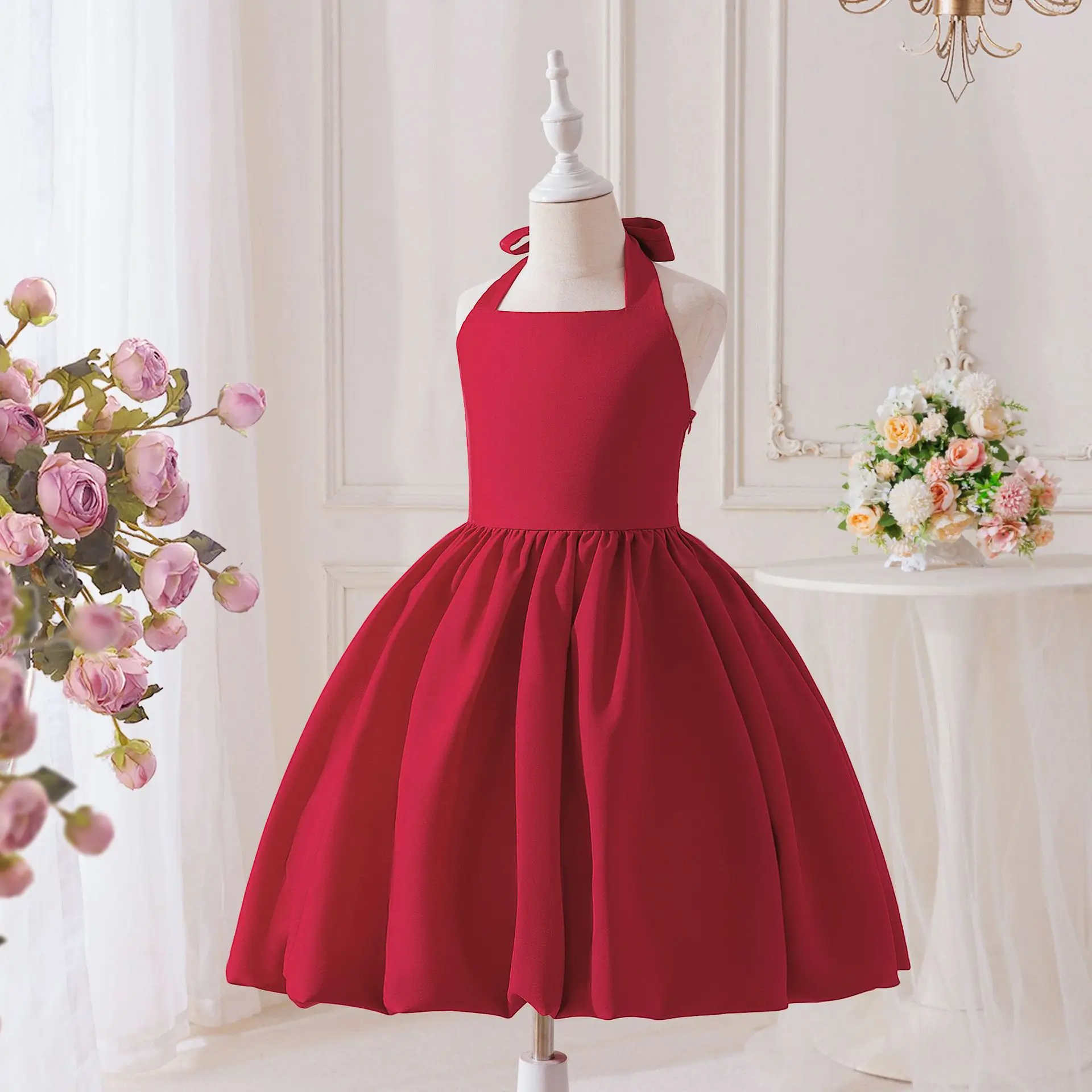 Girls Party Dresses Elegant Wedding Bridesmaid Gown Teenager Girls Birthday Party Luxury Festive Dress Graduation Ceremony Gown