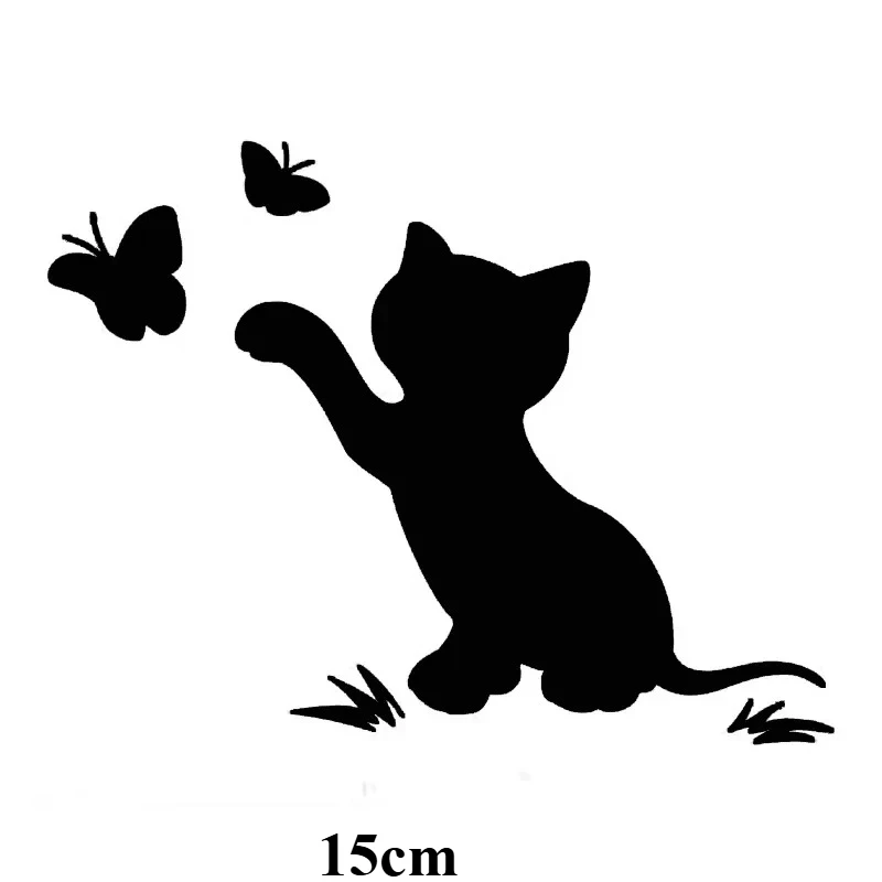 1Pc Cute Cat Chasing Butterfly Vinyl Sticker Waterproof Scratch Cover Decal for Motorcycle Car Bumper Window