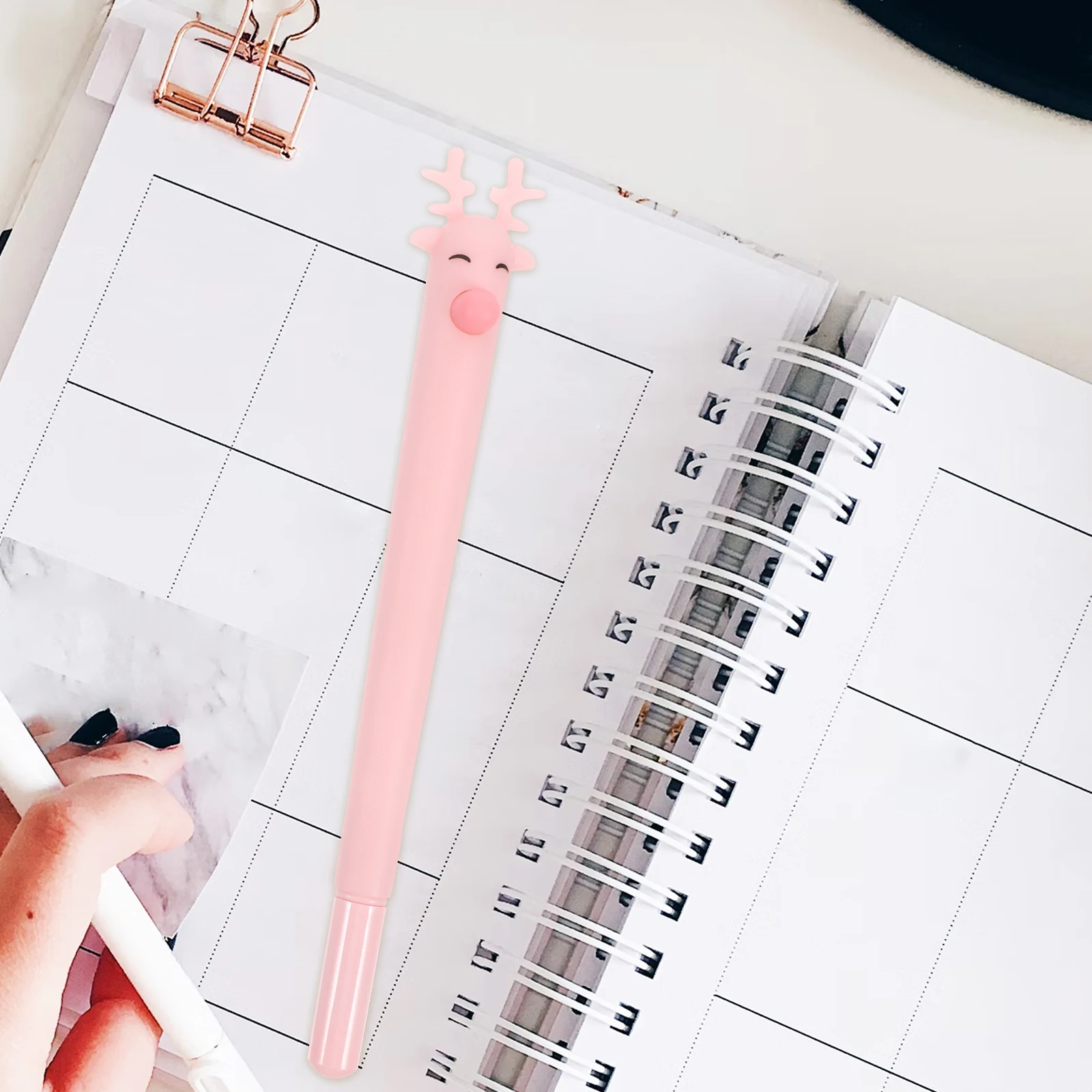 

12Pcs Creative Deer Design Ballpoint Pen Set Blue Black Brown Pink Smooth Non-Slip Writing Perfect School Office Stationery Gift