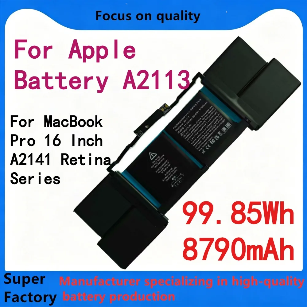 8790mAh A2113 Laptop Battery for Apple MacBook Pro 16 Inch A2141 Retina 2019 2020 EMC 3347 MVVL2 MVVM2 MVVJ2 MVVK2