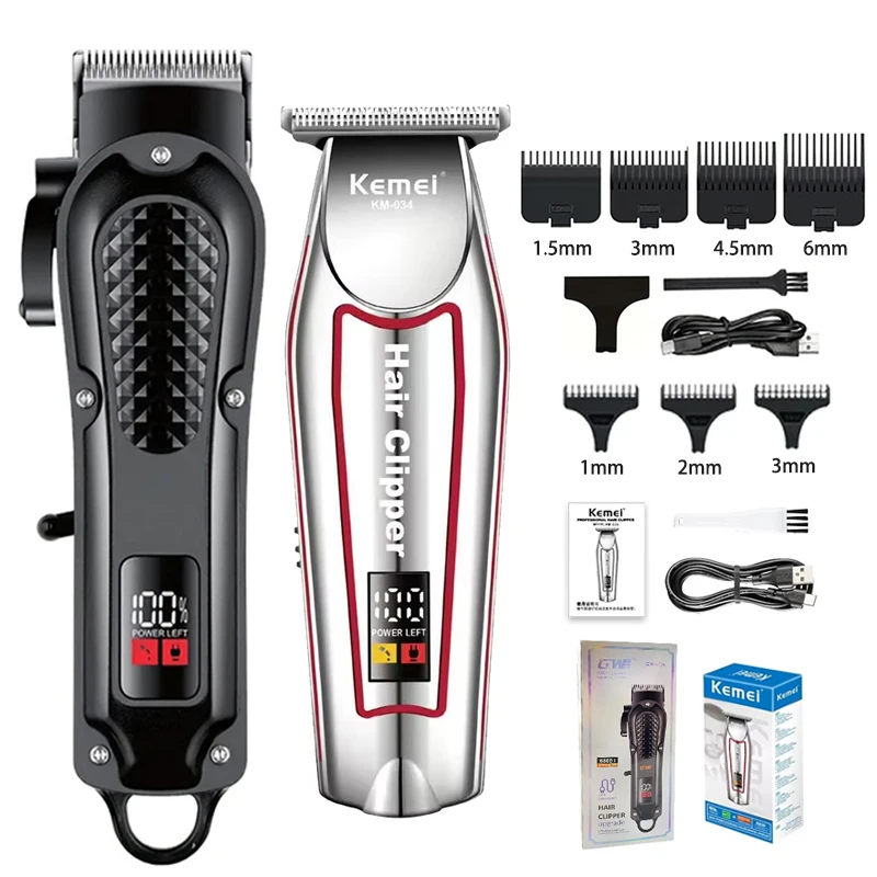 

Профессиональные машинки для стрижки волос, перезаряжаемый электрический триммер для волос, USB-зарядка, машина для стрижки волос для парикмахера, GW-9775, KM-034, комплект