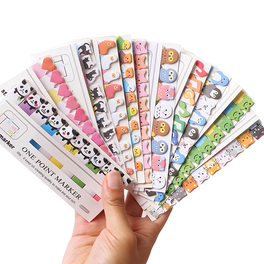 Kawaii Memo Pad Sticky Notes, Gato pequeno, Panda, Música, Sapo, Papelaria estética, Bloco de notas, Livro Post, Marcadores, Mini Index Tab Stickers