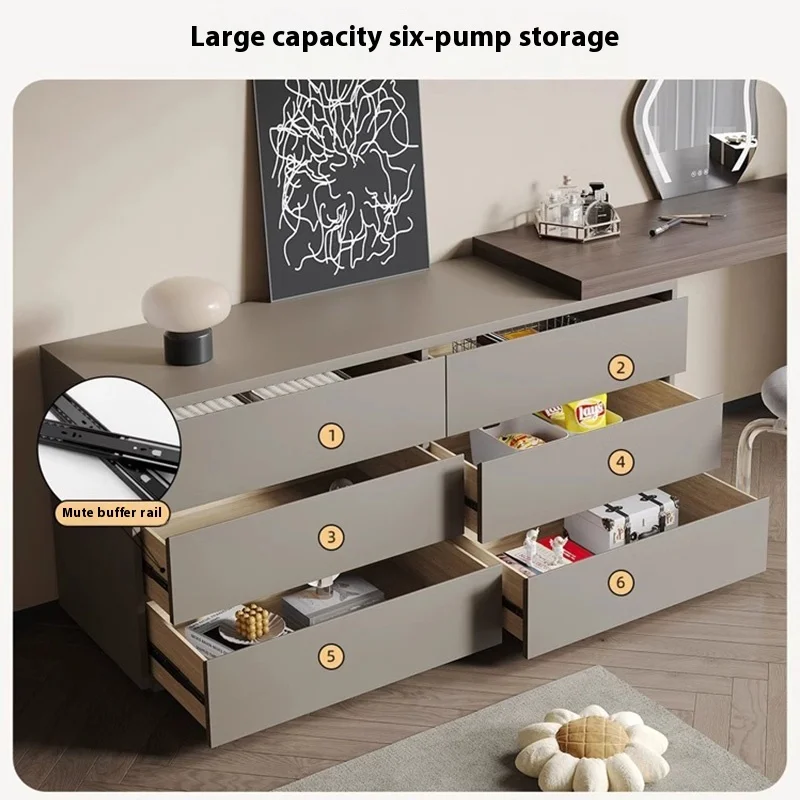 طاولة زينة حديثة وبسيطة لغرفة النوم، خزانة بجانب السرير فاخرة قابلة للسحب، درج متكامل، شقة صغيرة، مكياج بالباطل