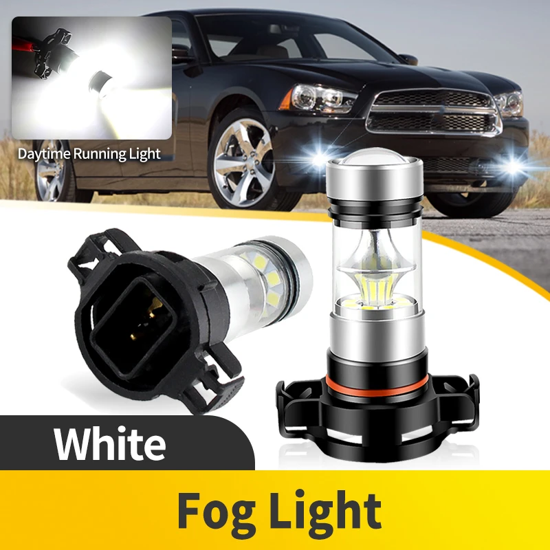 

2PCS Amber/White LED Auto Lamp Car Anti Fog Light Bulb 6000K White For Dodge Charger 2011 2012 2013 2014 5202 PS19W H16(EU)