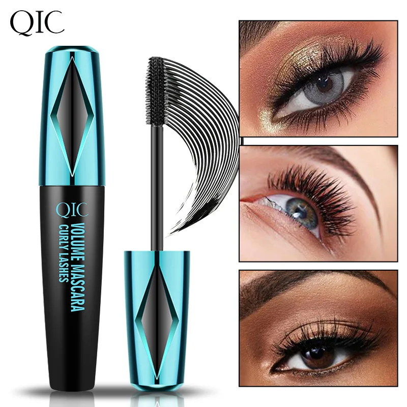 QIC-rímel 4D de tubo azul y negro, resistente al agua, sin manchas, volumizador, herramientas de maquillaje para rizar y alargar, 1 Uds.