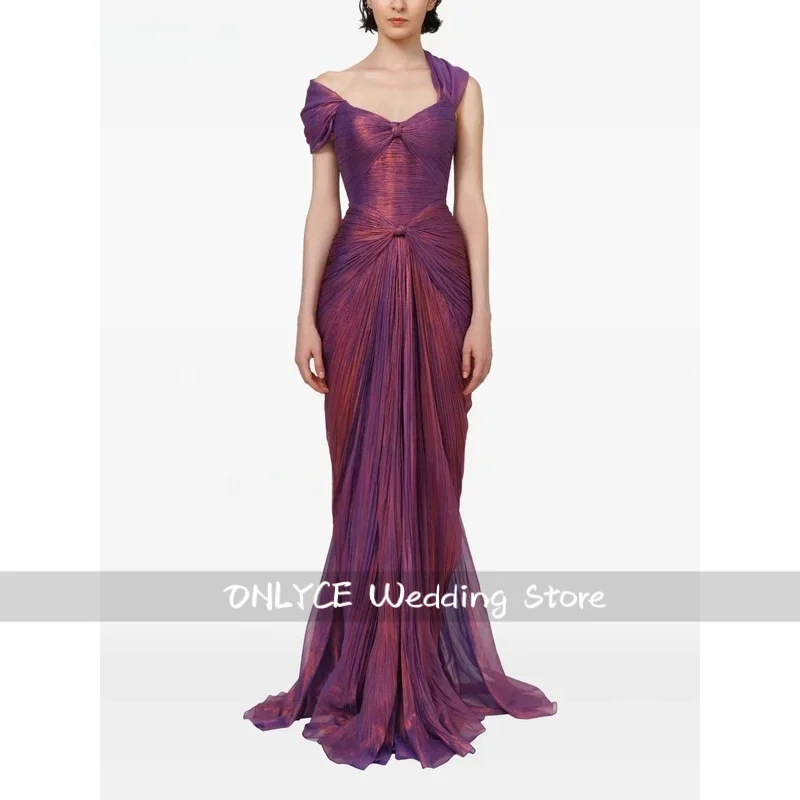 エレガントなマーメイド光沢のあるプリーツオフショルダードレスフォーマルパーティードレス女性用ロングシンプルなプロムドレスカスタマイズ