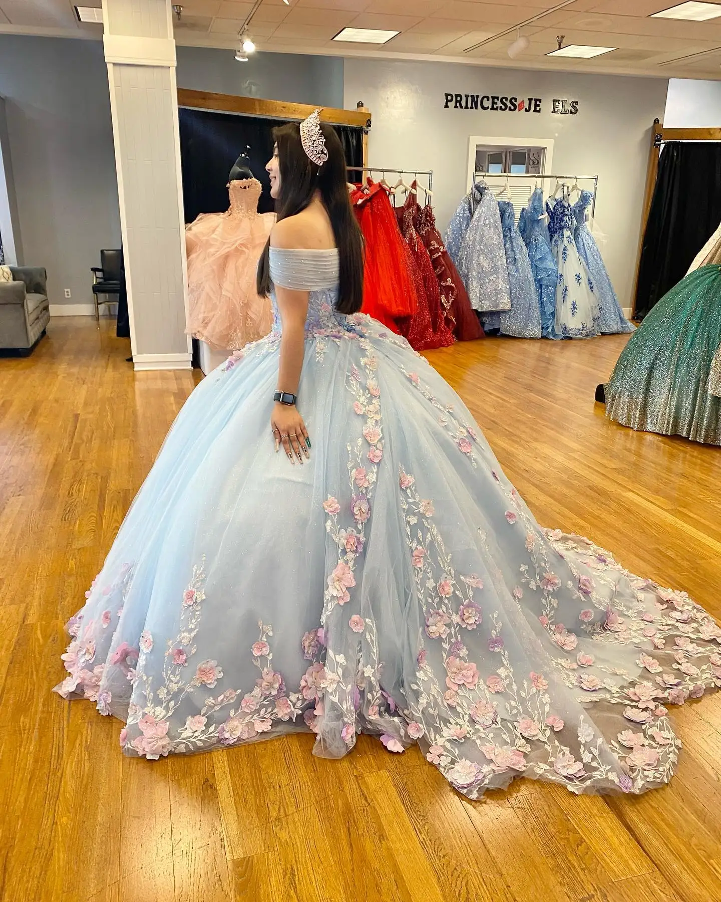 3D Florals vestidos de 15 años 2022 Off-Shoulder Puffy Ballgown Quinceanera Sweet 16 Dress Prom Quince Gown Hand-Made Flowers