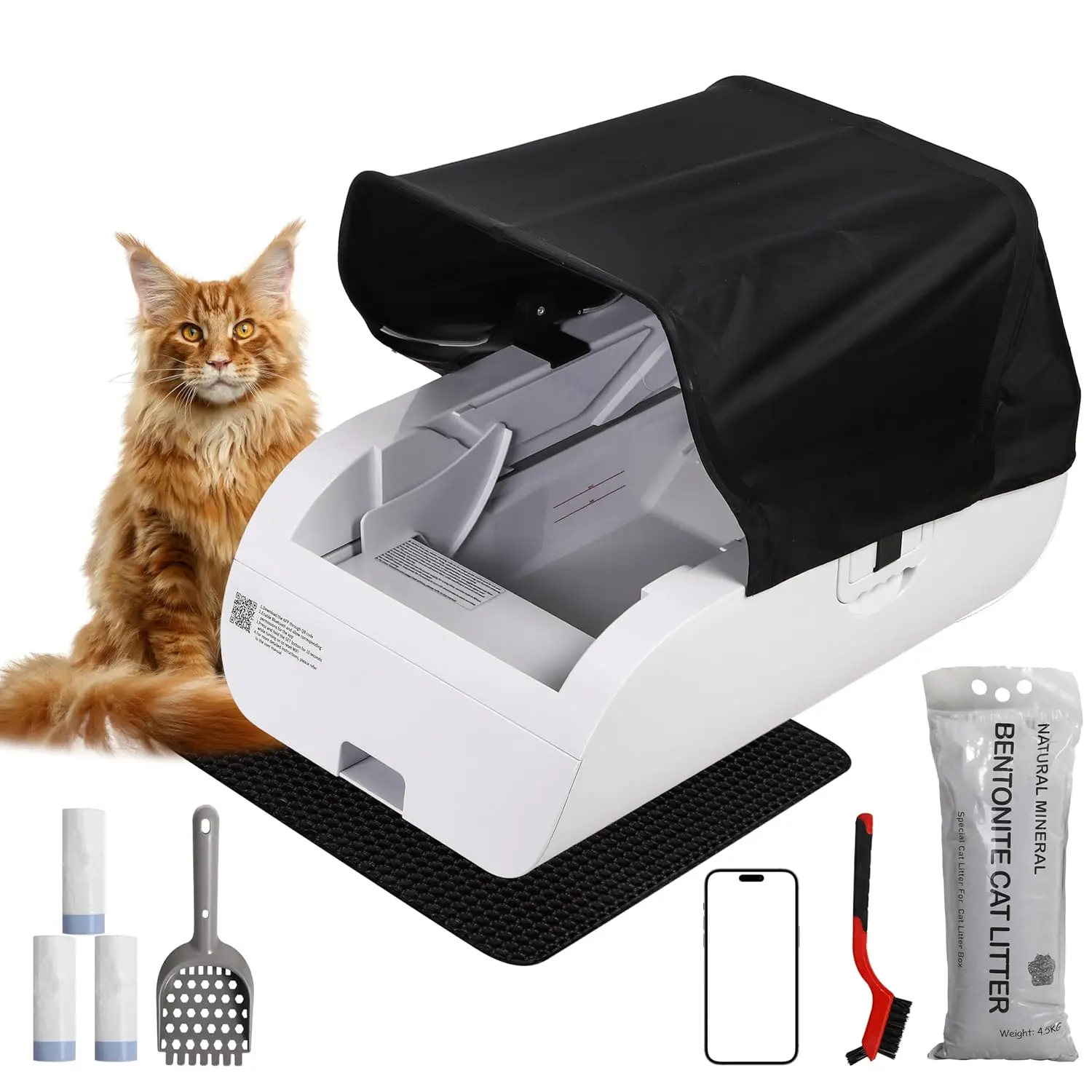 

Open-Top Self-Cleaning Automatic Cat Litter Box-Smart APP Control (2.4G/5G) with Health Tracking&24H Backup, Dual, Customized