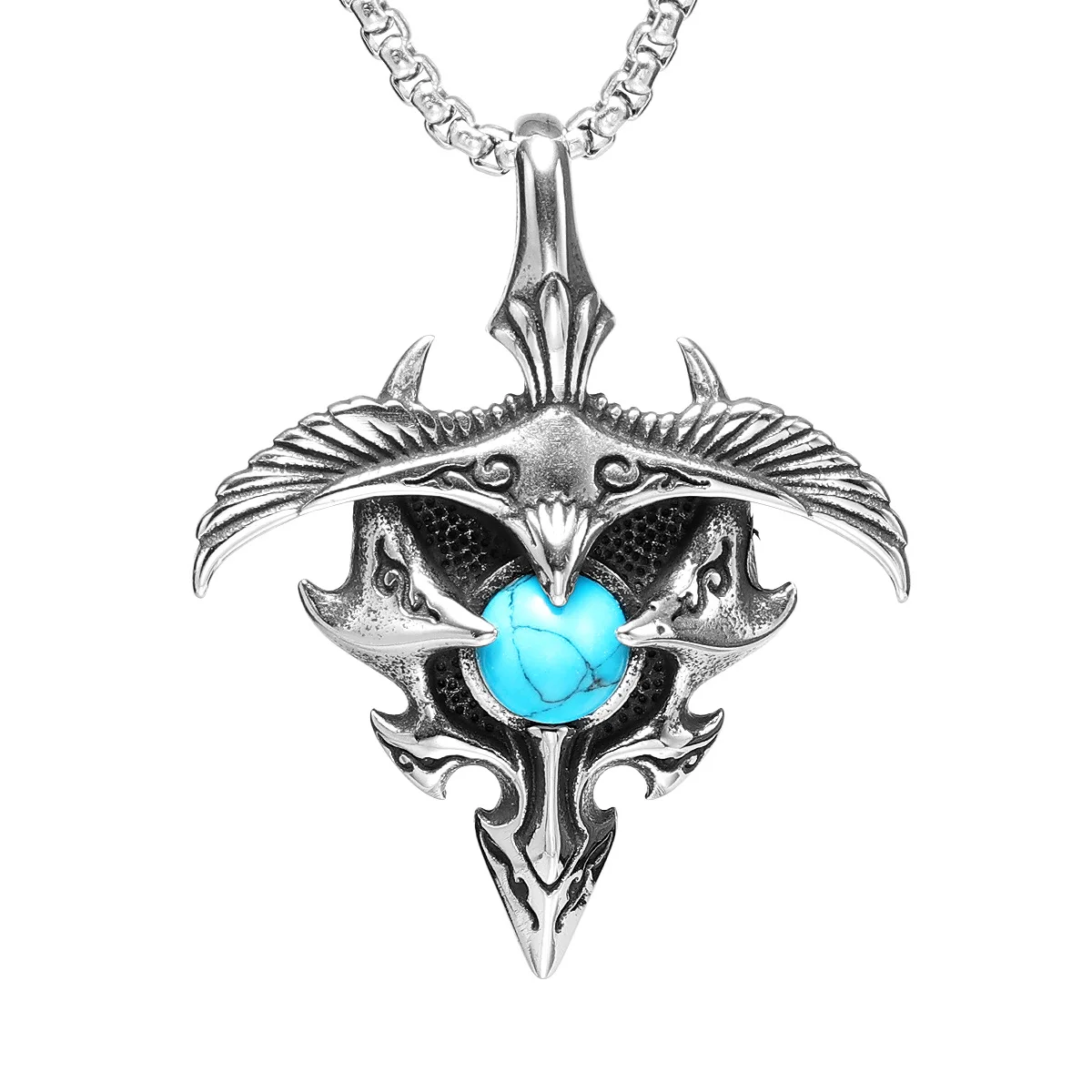 Ciondolo di piume in acciaio inossidabile, gioielli ipoallergenici, gioielli di piume, collana di cordoni da uomo, gioielli da uomo, collana da donna, gioielli Boho - Italia