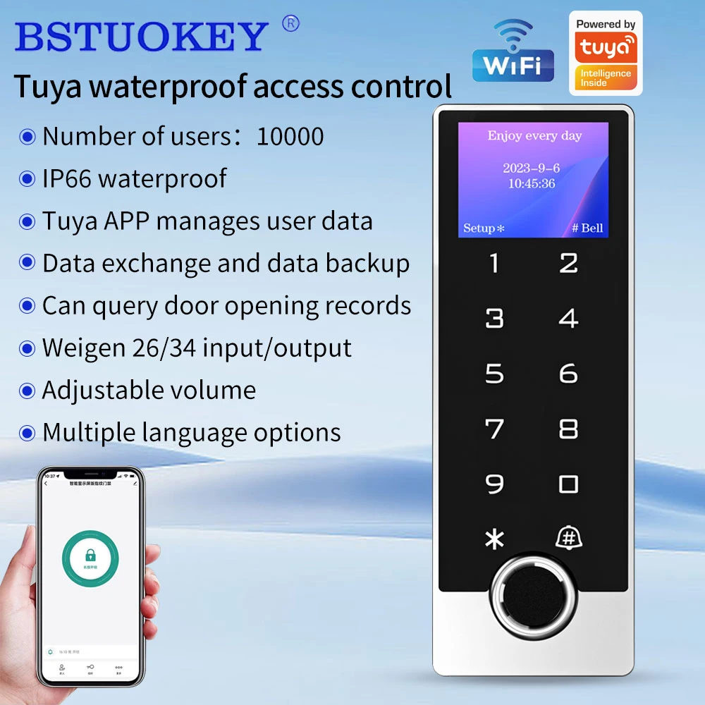 Support tuya app Wifi RFID Keyboard Access Control Metal Keypad Waterproof Outdoor Door Opener Electric Lock System App Unlock