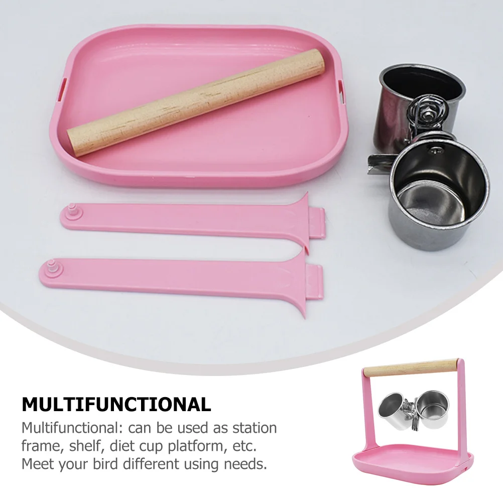 

1Set Bird Stand Pole Multifunctional Parrot Perch for Cage Feeding Cup Durable Bird Play Stand Parrot Playstand