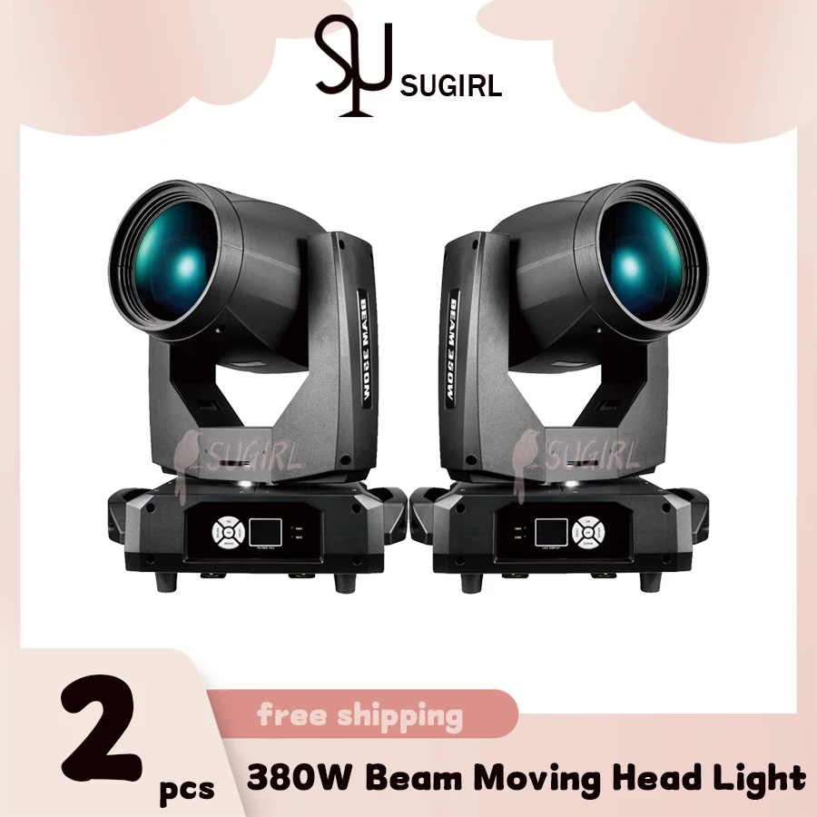 0 Tax 2Pcs New 20R 380W Beam Moving Head Light DMX512 Sound Control DJ Disco Music Party Bar Stage Lights Moving Head Light