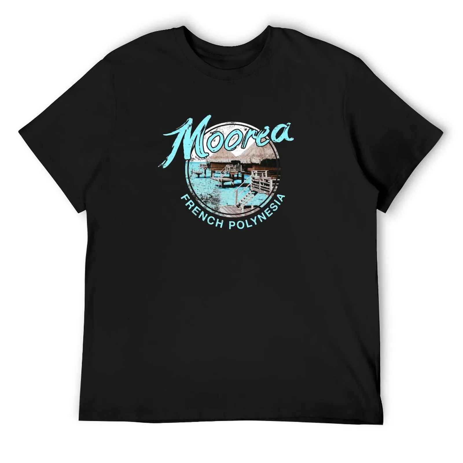 Moorea Bungalow Over Water French Polynesia Vintage Travel T-Shirt heavyweights plain mens graphic t-shirts hip hop