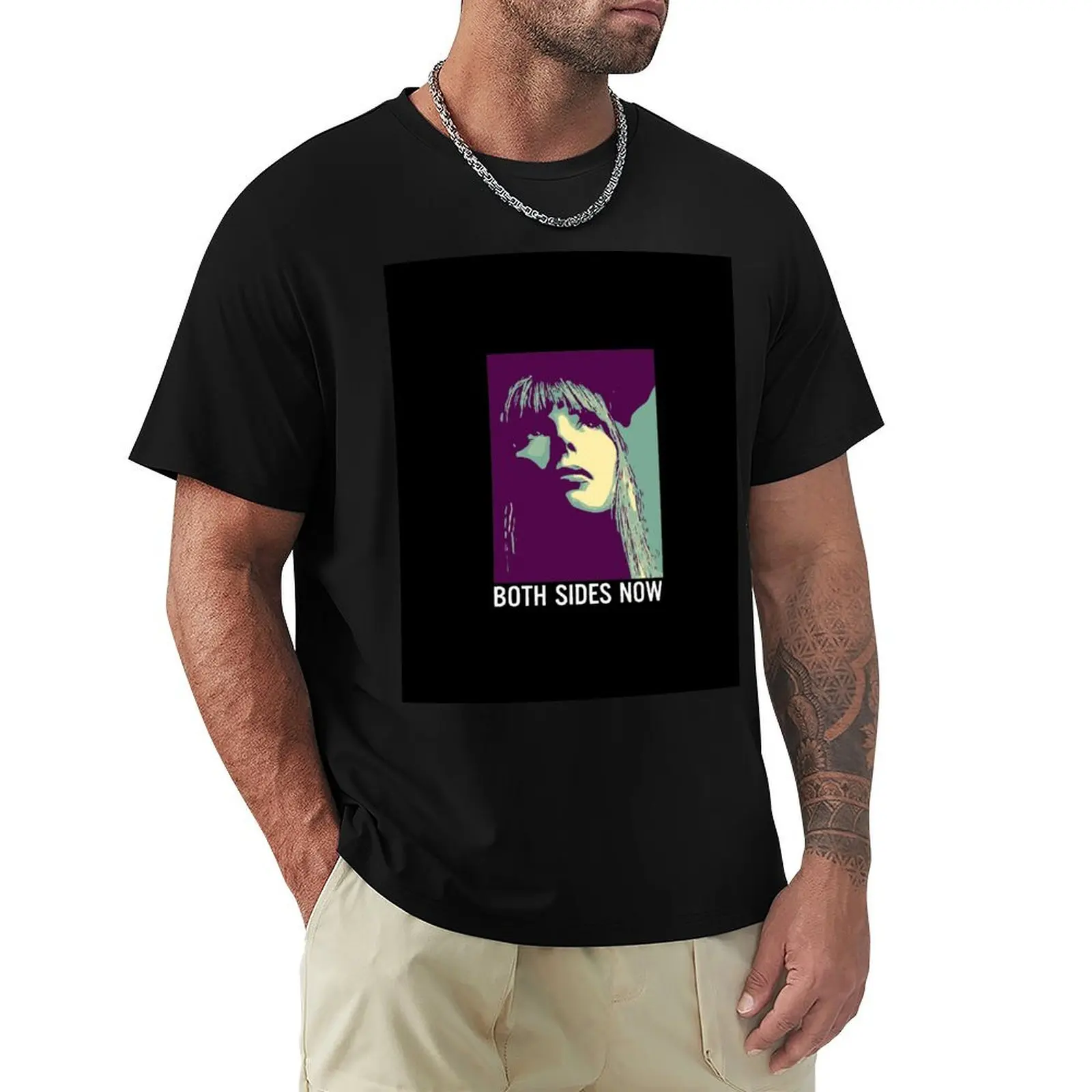 Camiseta preta joni mitchell rock tee top vintage unissex para mulheres. Camiseta Both Sides Now Plus Size para uso casual ao ar livre.