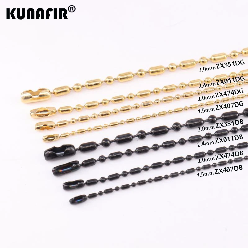 Black color 1.2mm-4.5mm Stainless steel Bamboo joint chain Necklace Bead beaded Ball chains fashion jewelry ZX472DB