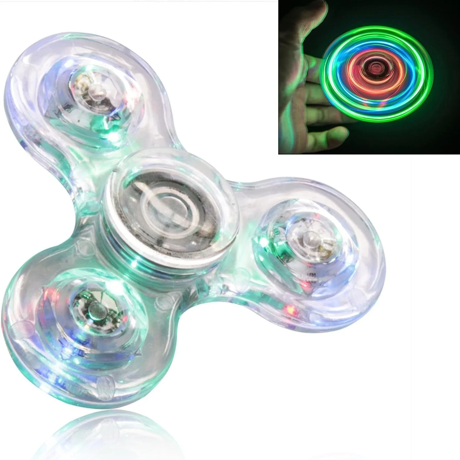 LED Farbiger Leuchtender Fidget Spinner Transparenter Leuchtender Handspinner Fingerspitzen-Gyroskop Finger Stressabbau Spielzeug Geschenke – Detail 8