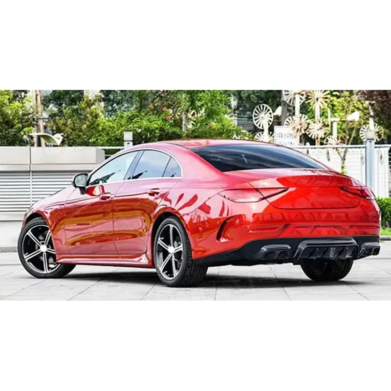 High Quality Rear Bumper Lip Diffuser with  Exhaust for   CLS Class C257 CLS260 300 350 450 CLS53  2019 UP Carbon Fiber