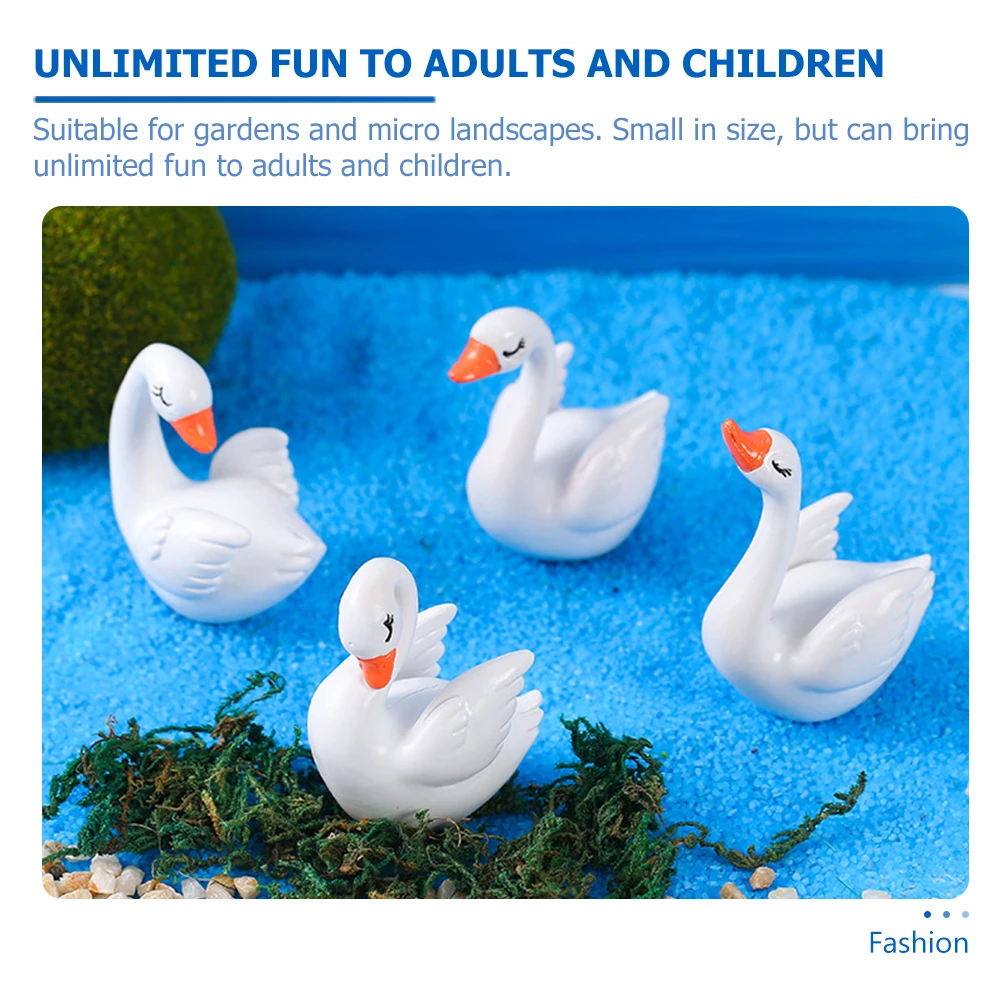 

4pcs Swan Micro L Decoration Miniature Statue Figurines Resin Garden naments Bonsai Mini Swan Figurines Decor